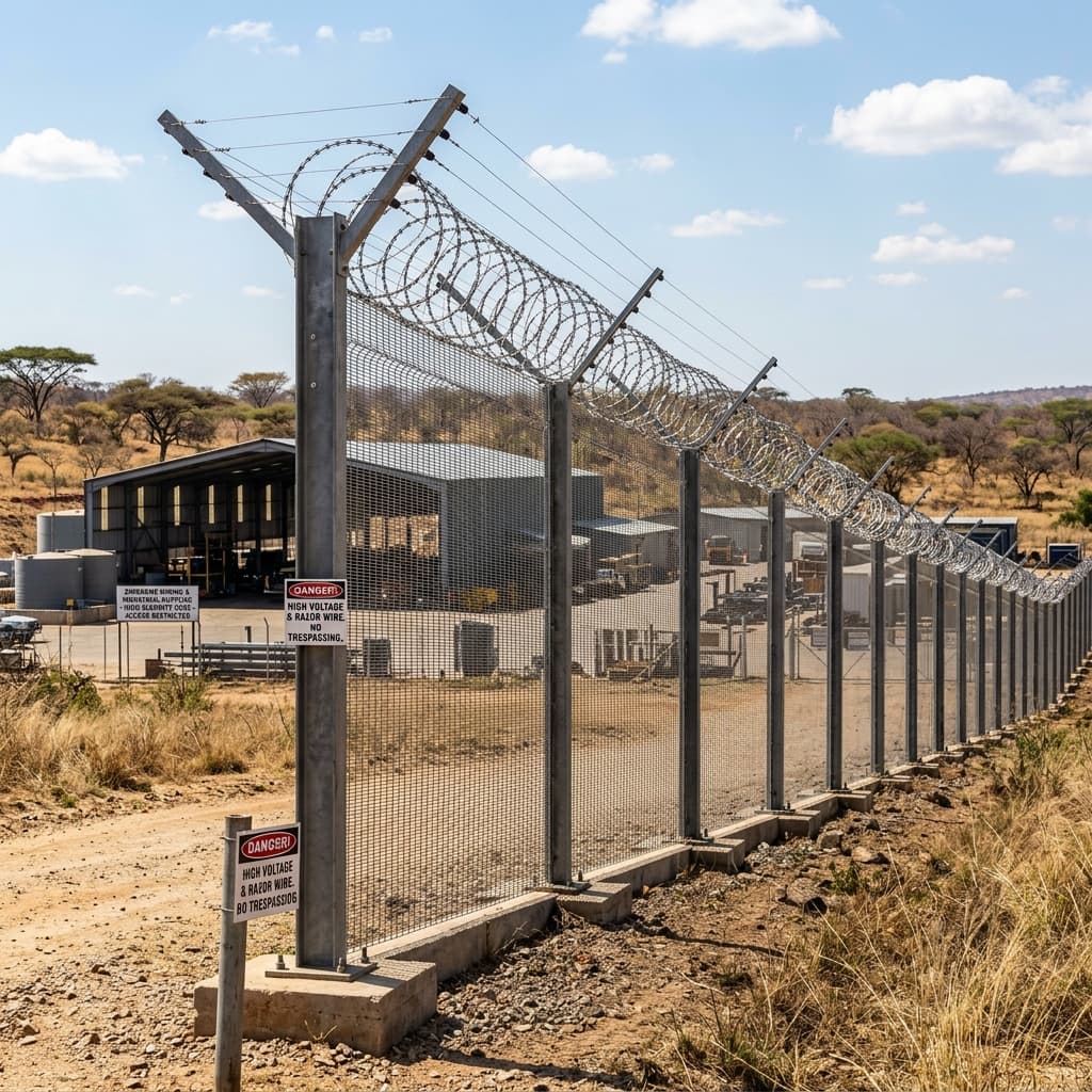 High security perimeter fence in Zimbabwe